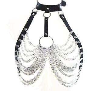 Goth leather hollow bra